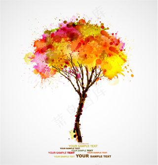 创意水彩树木矢量素材