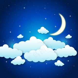 手绘星空云朵月亮矢量背景