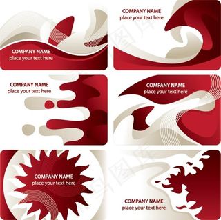红色名片背景矢量图