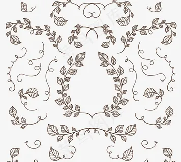 手绘植物花纹矢量素材