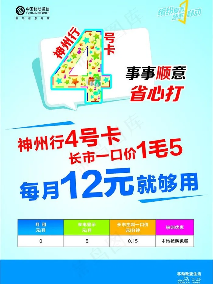 移动神州行4号卡图片cdr矢量模版下载