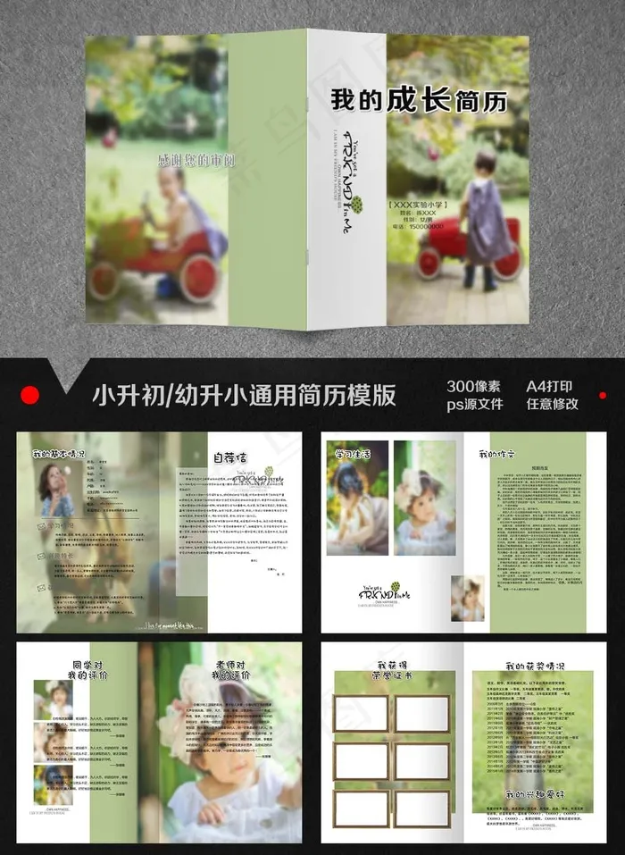 小升初简历(4961X3508(DPI:300))psd模版下载