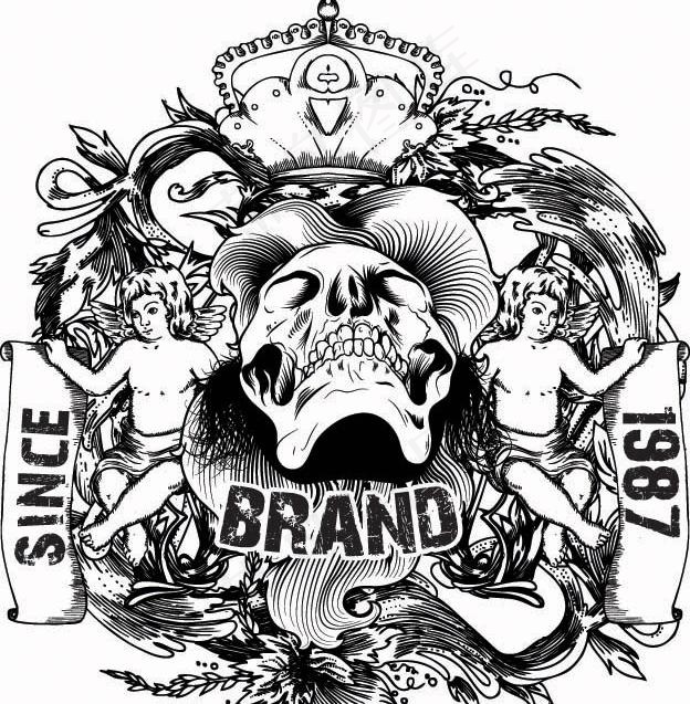 骷髅印花图案矢量素材图片
