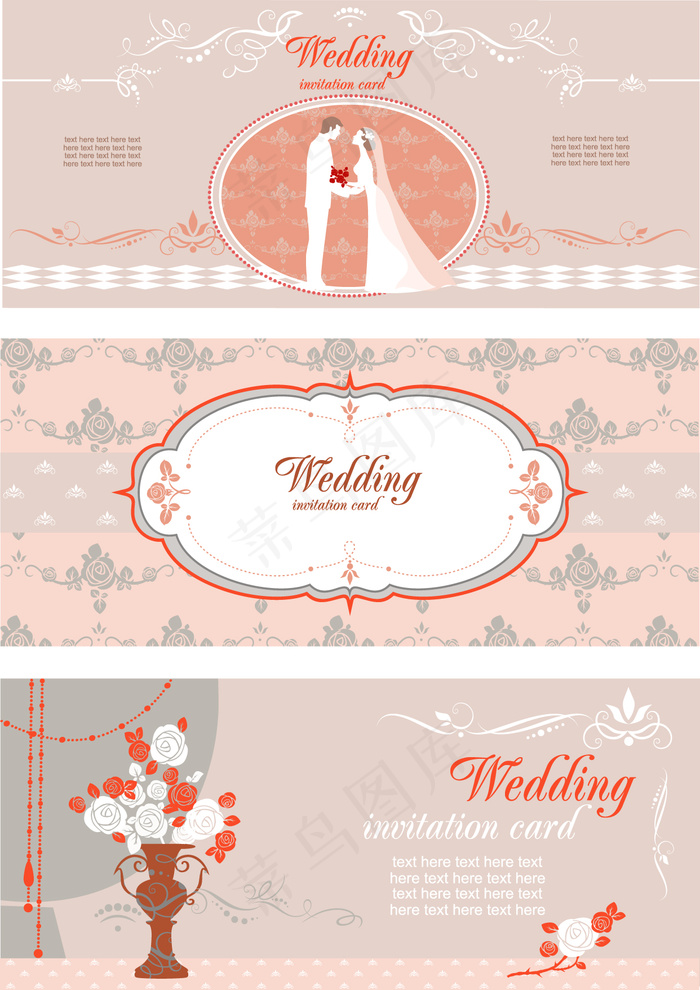 浪漫婚礼卡片矢量素材