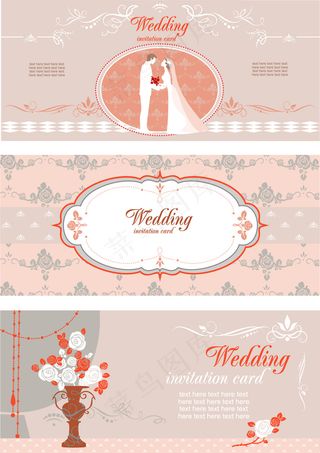 浪漫婚礼卡片矢量素材