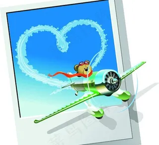 小熊飞机相框素材图片