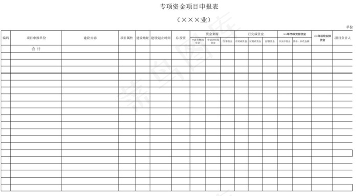 专项资金项目申报表