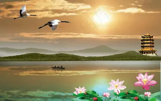 夕阳下的黄鹤楼