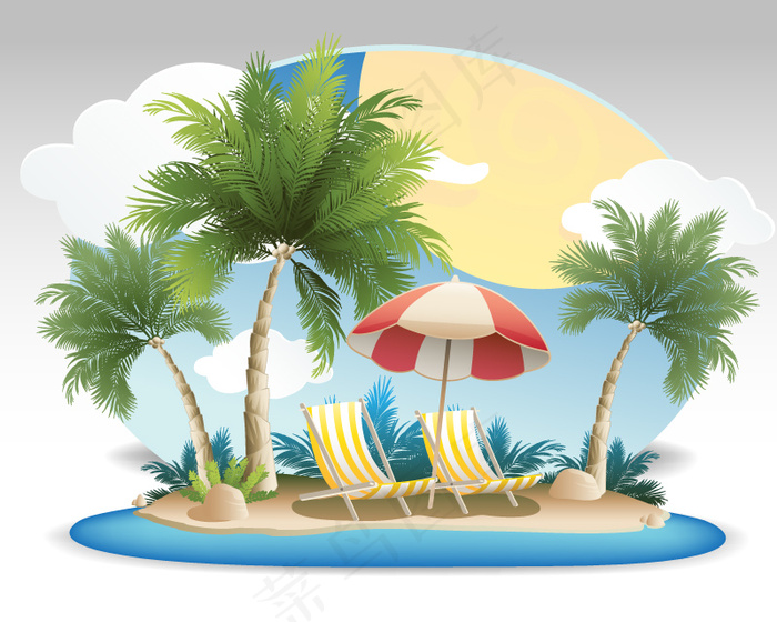 夏季椰林度假背景矢量素材eps,ai矢量模版下载