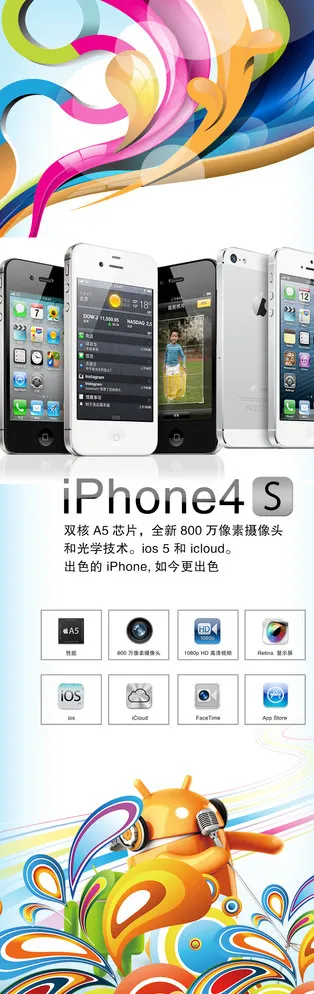 苹果4s海报图片psd模版下载