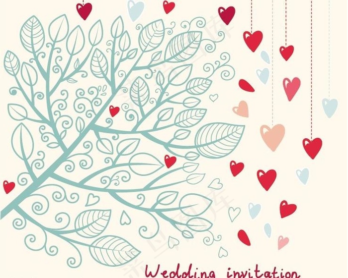 手绘婚礼邀请卡矢量素图片