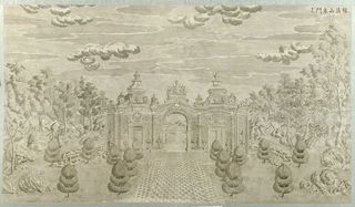 圆明园铜版画册线法山东门