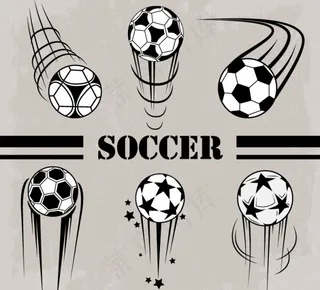 6款卡通动感足球设计矢量素材