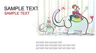 卡通手绘情侣插画背景名片