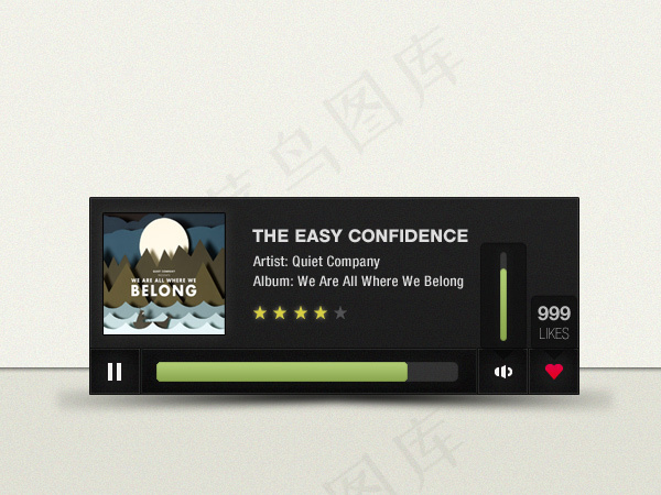 黑色迷你播放器PSD素材