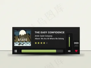 黑色迷你播放器PSD素材