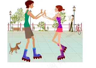 时尚男女 休闲生活 矢量 AI_1...