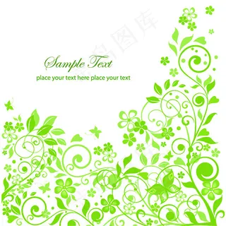 摘要背景矢量春天绿花