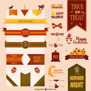 万圣节丝带和装饰品的收集