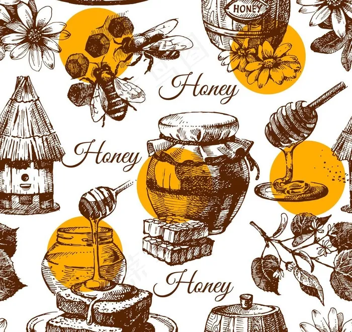蜜蜂蜂蜜图片eps,ai矢量模版下载