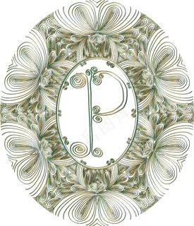 手绘字体字母P矢量插画