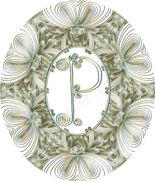 手绘字体字母P矢量插画