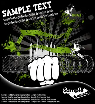 拳头和墨迹边框矢量素材