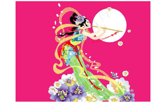 嫦娥奔月矢量图素材