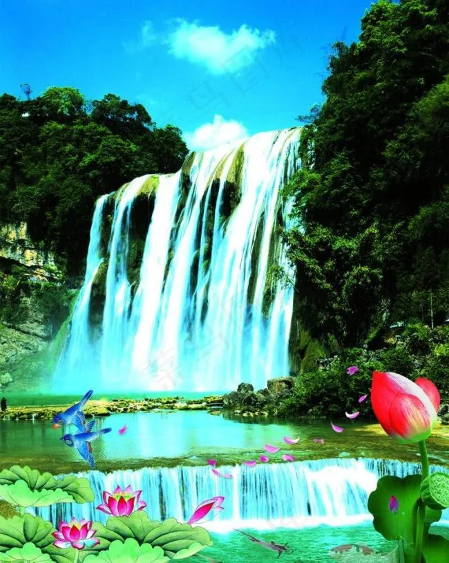 山水画图片(3446X4577(DPI:100))psd模版下载