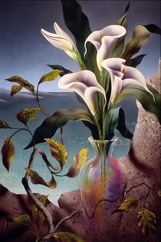 花草静物 丙烯画 装饰画_0029