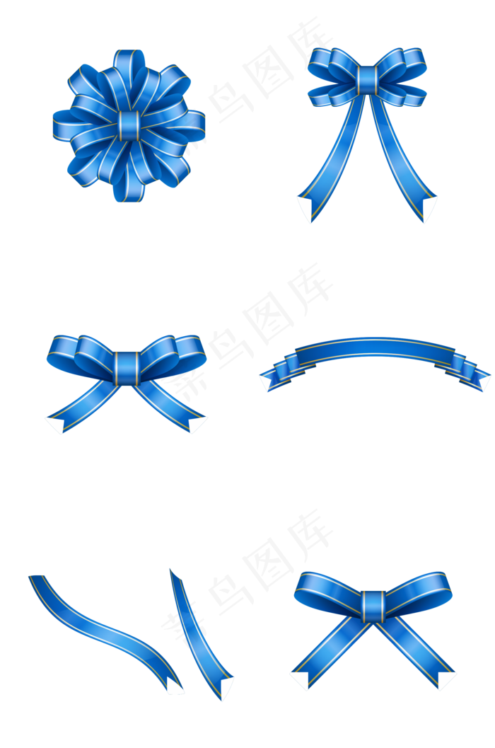 通用节日蓝色卡通手绘丝带,免抠元素(2000*3020px 300 dpi )ai矢量模版下载