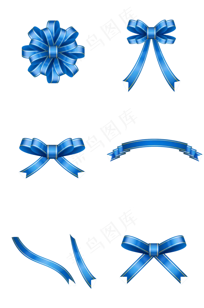 通用节日蓝色卡通手绘丝带,免抠元素(2000*3020px 300 dpi )ai矢量模版下载