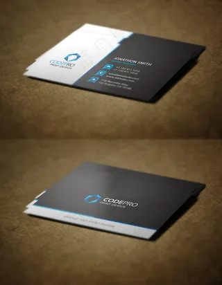 蓝色黑色大气名片模板