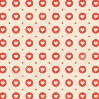 红色圆形爱心无缝背景矢量图