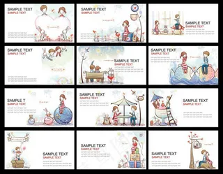 卡通手绘情侣动漫插画背景名片设计