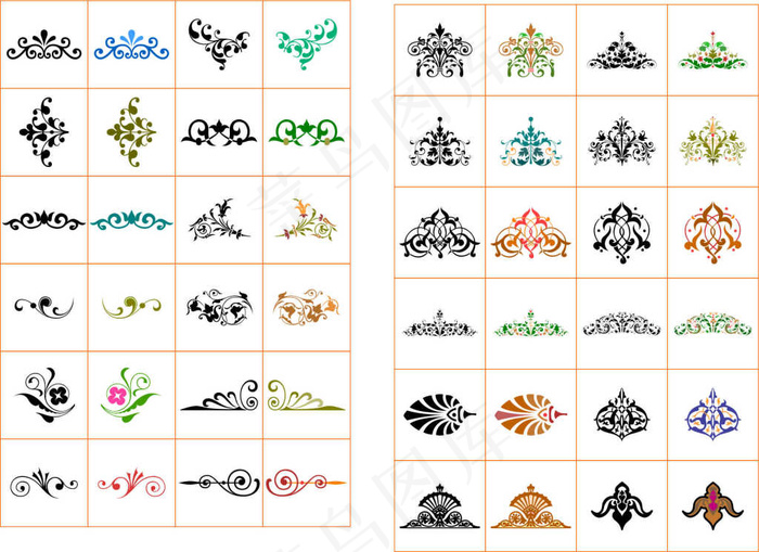 48种花纹 纹饰 图案cdr矢量模版下载
