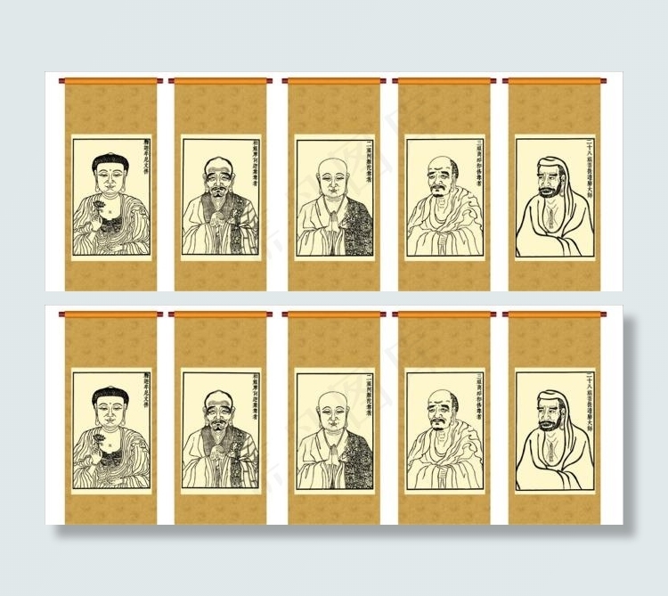 古人物国画eps,ai矢量模版下载