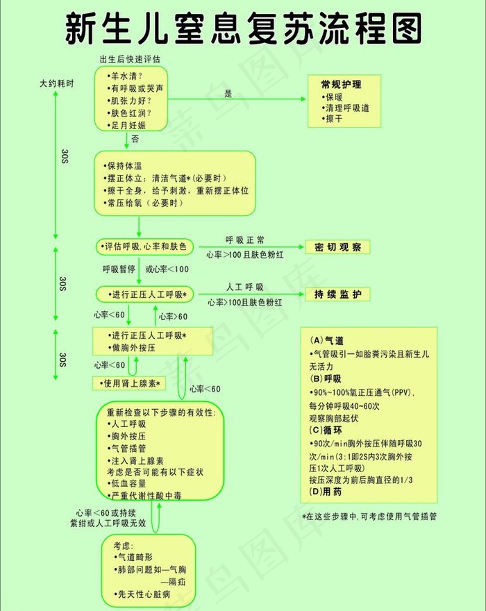 新生儿窒息复苏流程图片cdr矢量模版下载