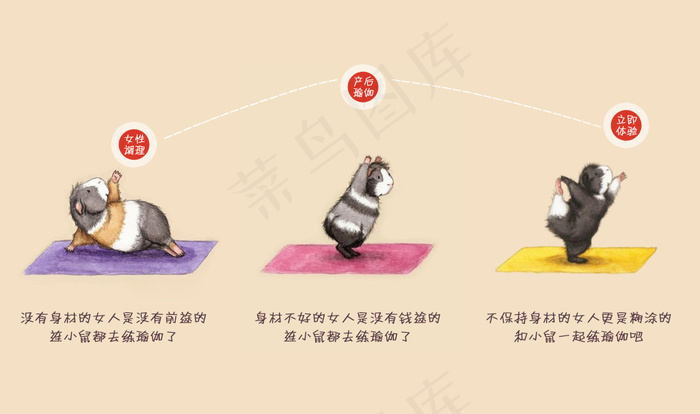 卡通创意瑜伽宣传APP引导页