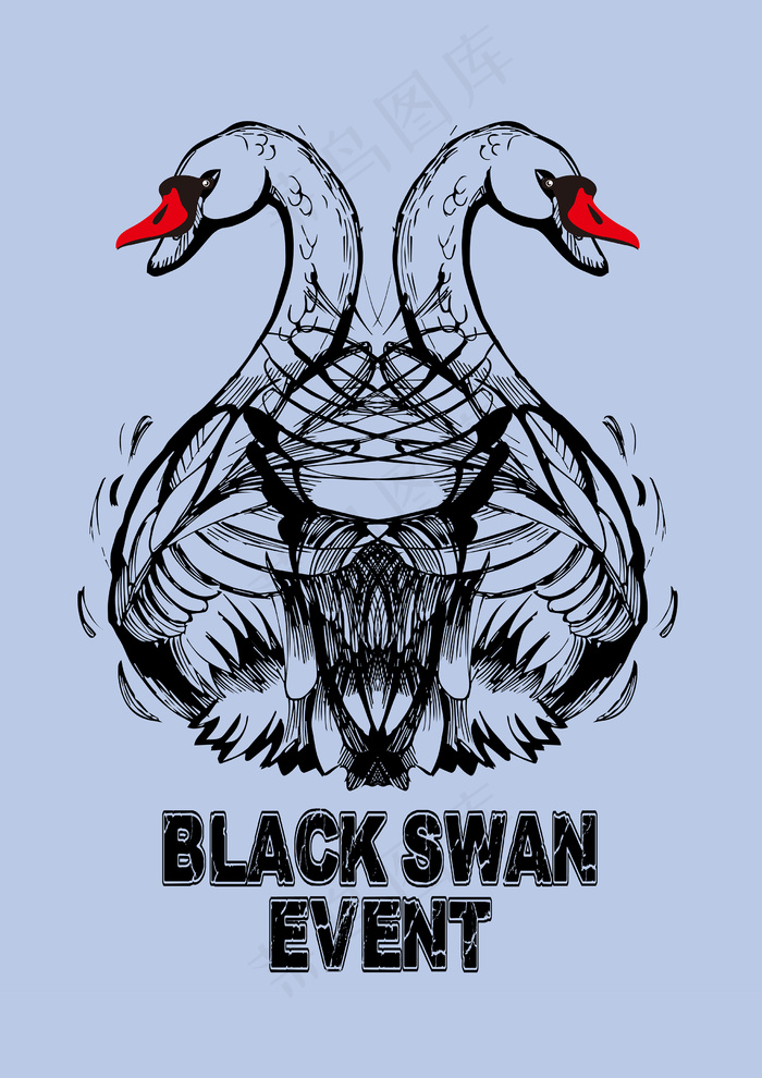手绘天鹅图案素材