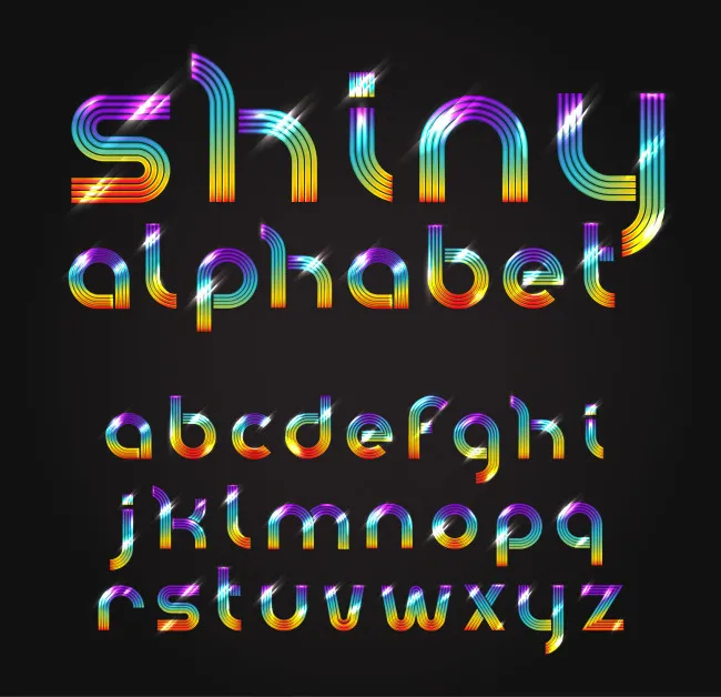 霓虹灯光英文字母艺术字矢量素材ai矢量模版下载