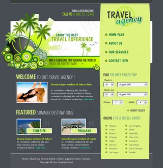 清新旅游网站psd模板