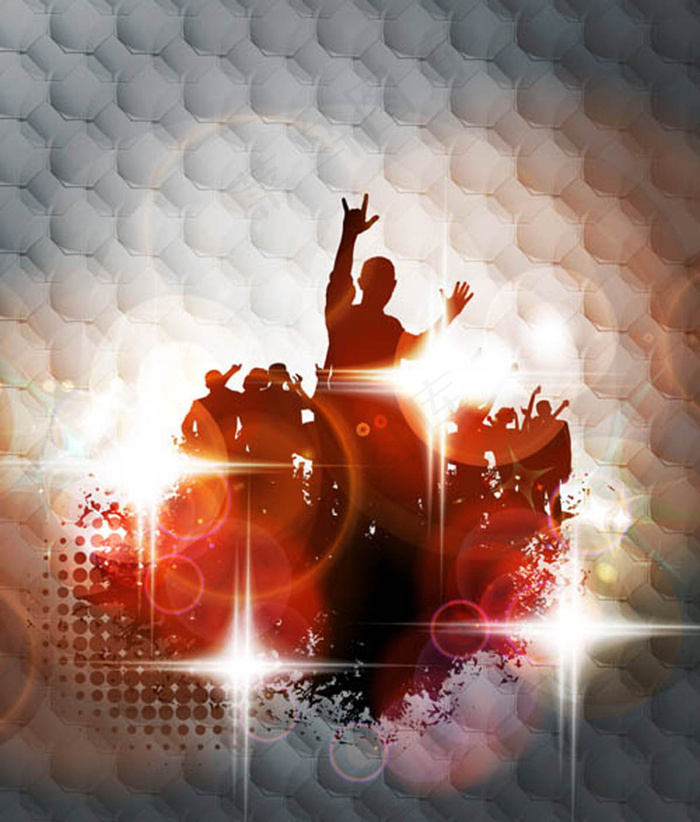 光效与派对人物剪影等创意矢量素材