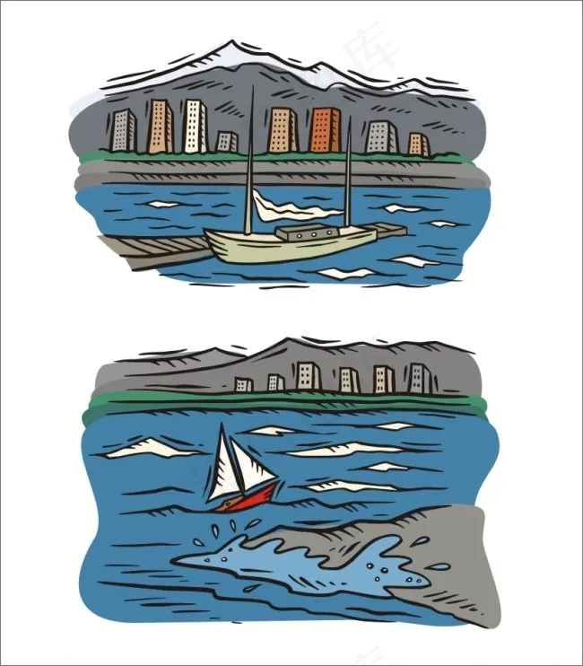海上的船cdr矢量模版下载