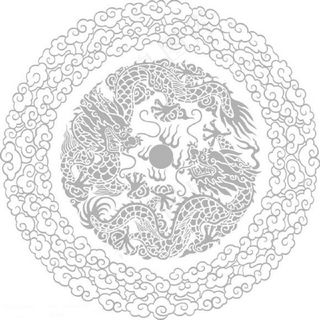 中国风古风龙底纹边框素材黑白青花瓷