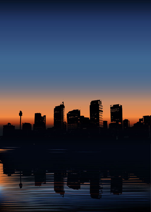 城市夜景矢量素材eps,ai矢量模版下载