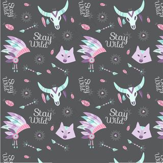 狐狸底纹剪影牛头剪影素材背景