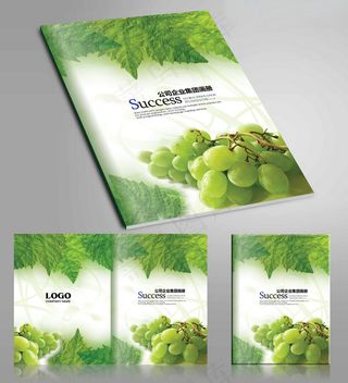 绿色清新水果葡萄画册封面设计