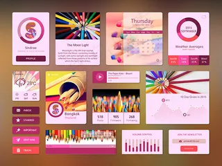 彩色铅笔界面PSD图片