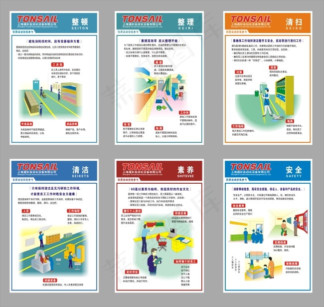 工厂6S管理看板cdr矢量模版下载